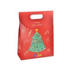 Cırtlı Yılbaşı Desenli Karton Çanta - 24X32