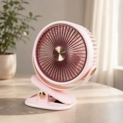 Tek Kademeli Mandallı Şarjlı Masaüstü Fan - Bam ZB-125 Pembe
