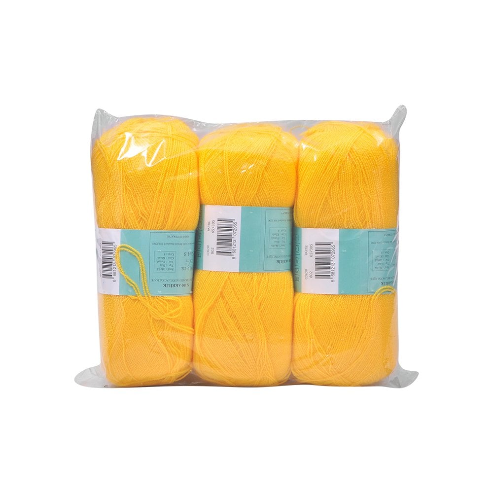 3'lü Örgü İpliği - Kristal -  300 gr Sarı