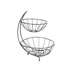 2 Katlı Metal Meyve Sepeti