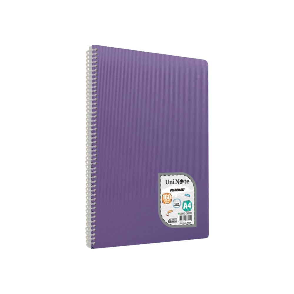 Spiralli 120 Yaprak PP Kapak A4 Defter Kareli Mor
