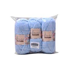 3'lü Örgü İpliği - Pofuduk - 300 gr Bebek Mavisi