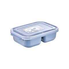 Plastik İki Bölmeli Saklama Kabı - 1200 ml Mavi
