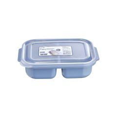 Plastik İki Bölmeli Saklama Kabı - 1200 ml Mavi