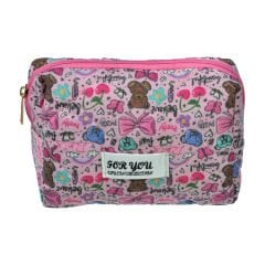 Kapitone Desenli Makyaj Çantası - 14x19