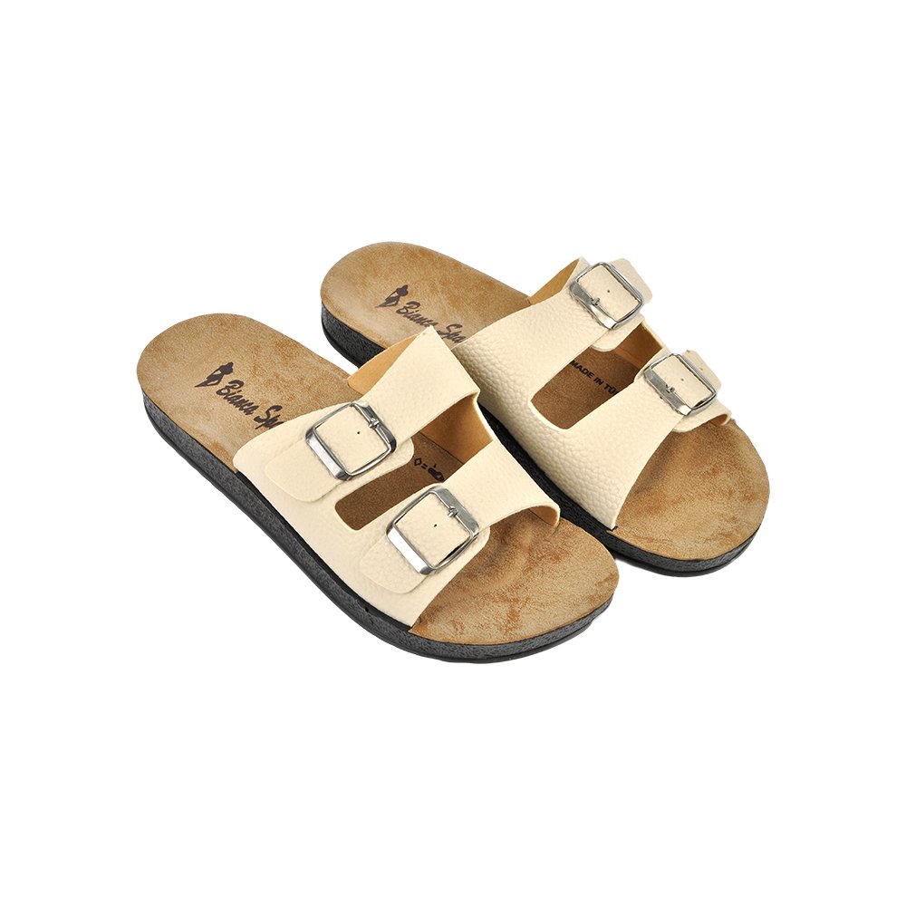 Çift Bantlı Tokalı Kadın Terlik