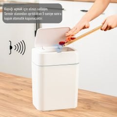 Sensörlü - Otomatik Açılıp Kapanan Çöp Kovası - 18 Litre - Follow Me