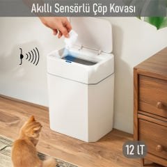 Sensörlü - Otomatik Açılıp Kapanan Çöp Kovası - 12 Litre - Follow Me