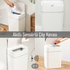Sensörlü - Otomatik Açılıp Kapanan Çöp Kovası - 12 Litre - Follow Me
