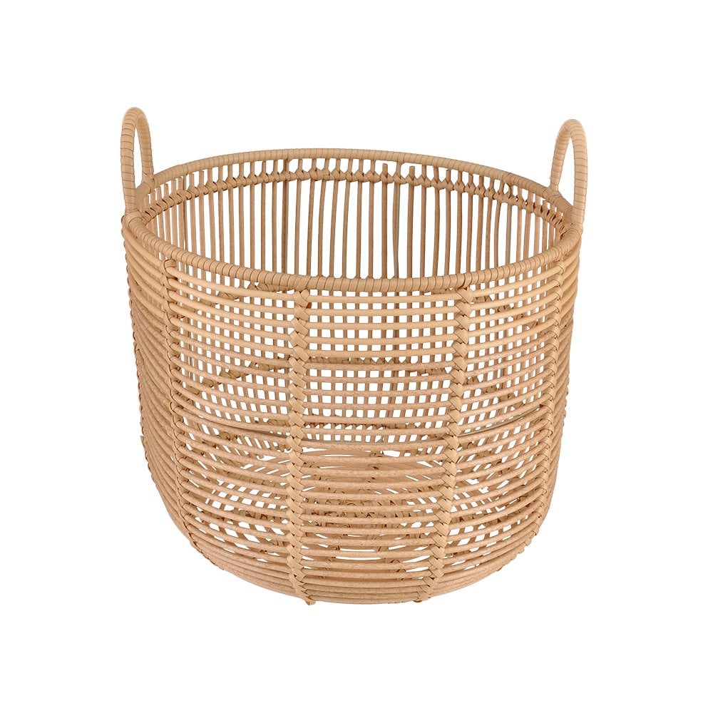 Hasır Görünümlü Yuvarlak Plastik Sepet