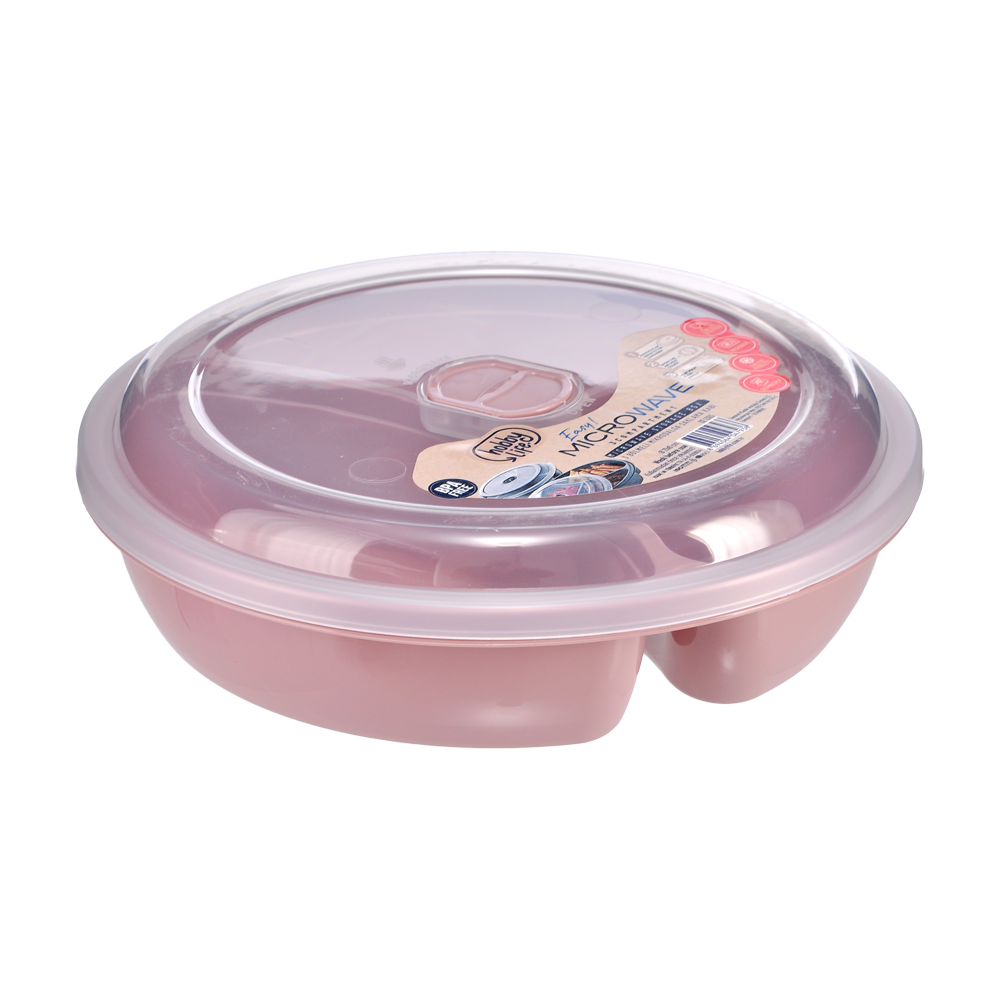 3 Bölmeli Plastik Saklama Kabı - 1,1 Litre Pembe