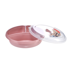 3 Bölmeli Plastik Saklama Kabı - 1,1 Litre Pembe