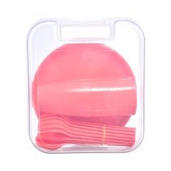 31 Parça Plastik Piknik Seti Pembe