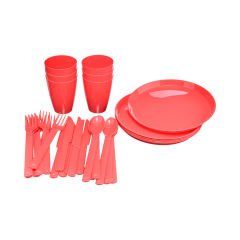 31 Parça Plastik Piknik Seti Pembe