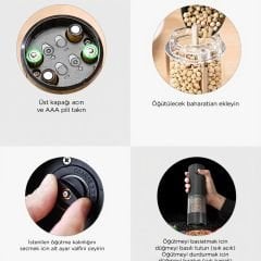 Pilli Elektrikli Otomatik Tuz Karabiber Değirmeni - KYMQ-44B-BS - Torima