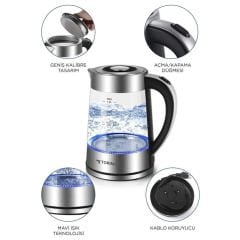 Cam Led Işıklı Kettle Su ısıtıcısı - 1.8 L - TY-S888-040 - Torima
