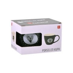 Kupa Porselen Siyah/Beyaz (220ml)