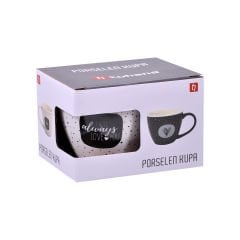 Kupa Porselen Siyah/Beyaz (220ml)