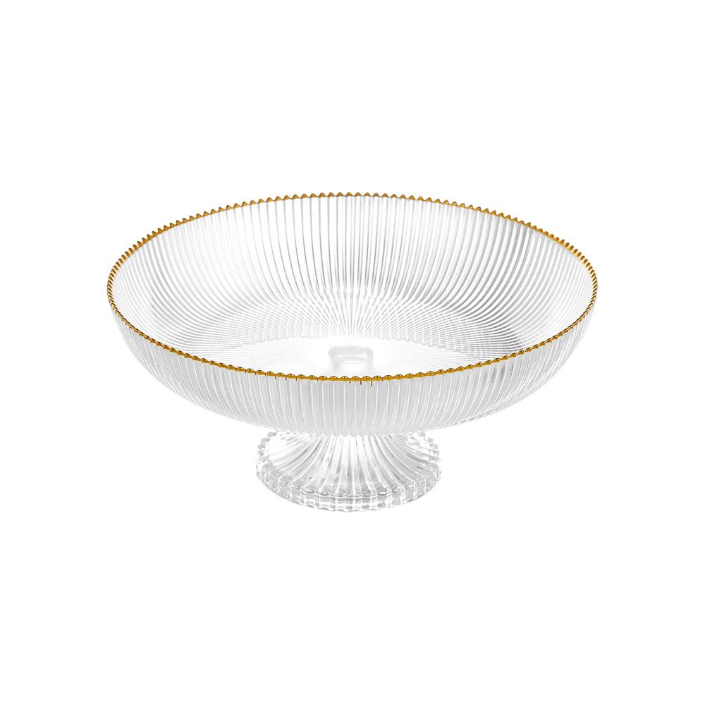 Yaldızlı Ayaklı Cam Kase (30 cm)