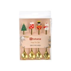 4'lü Yılbaşı Figürlü Tatlı Kaşığı