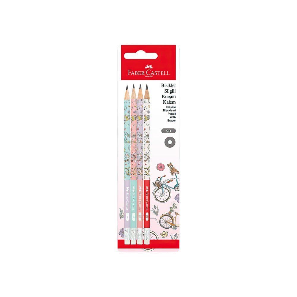4'Lü Kurşun Kalem Set - Bisiklet Desenli