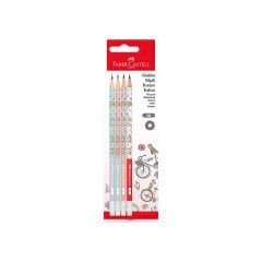 4'Lü Kurşun Kalem Set - Bisiklet Desenli
