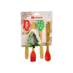 5 Parça Yılbaşı Desenli Silikon Mutfak Seti