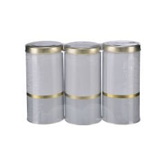 3'lü Silindir Metal Kutu - 1200 ml