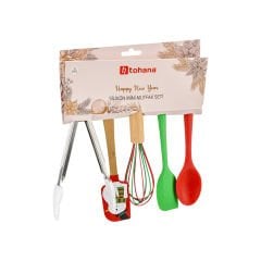 5 Parça Yılbaşı Desenli Silikon Mini Mutfak Seti
