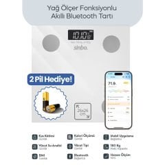 Dijital Baskül - Yağ Ölçer Fonksiyonlu Akıllı Bluetooth Tartı - SBS - 4474
