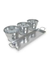 3'lü Tabaklı Metal Saksı -  34x10,3x9,5