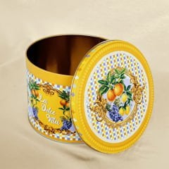 Desenli Yuvarlak Metal Kutu - 4 Litre