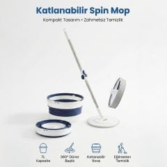 Katlanabilir Spin Mop Temizlik Seti – 7L Kova, 360° Döner Başlık