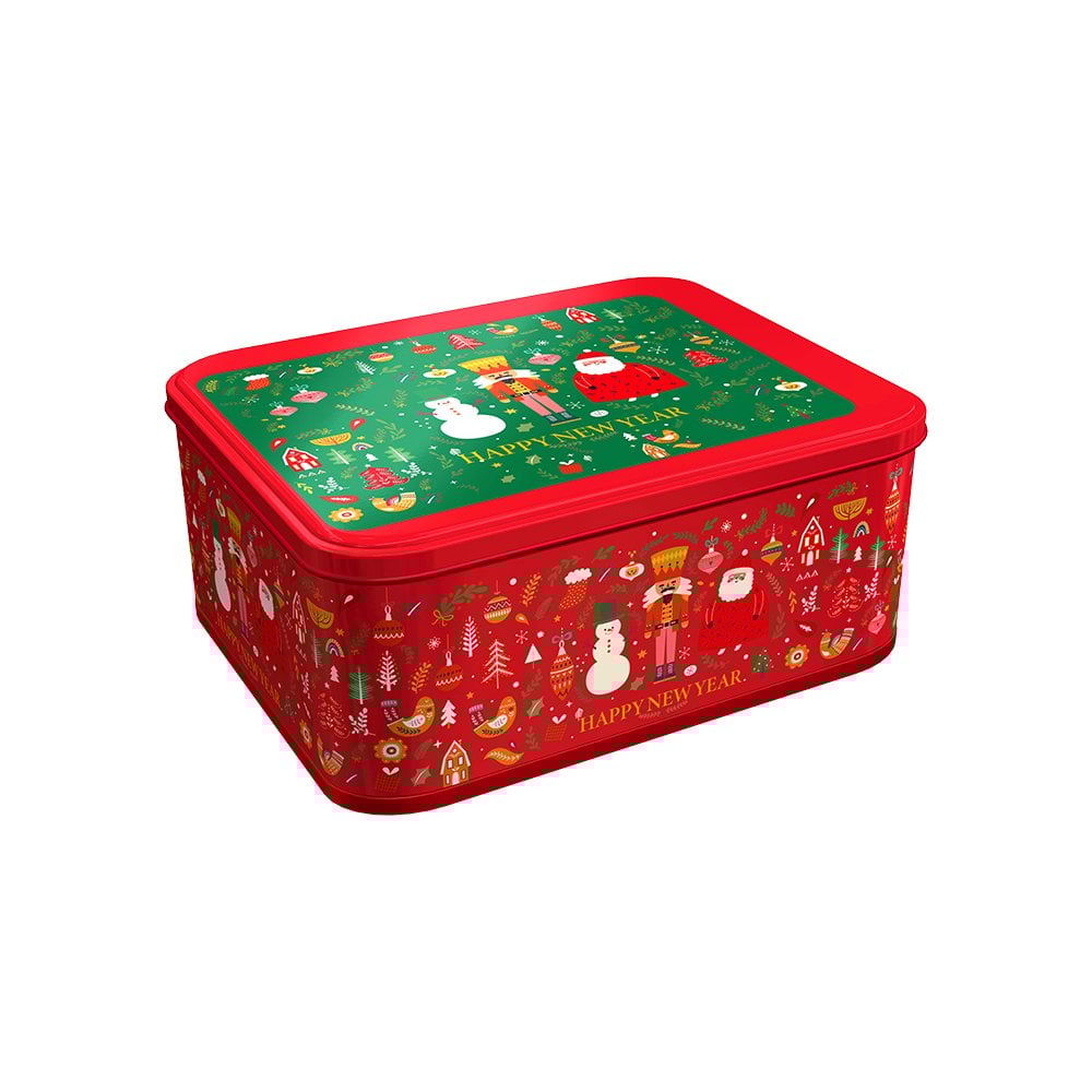 Yılbaşı Temalı Dikdörtgen Metal Kutu (4 lt)