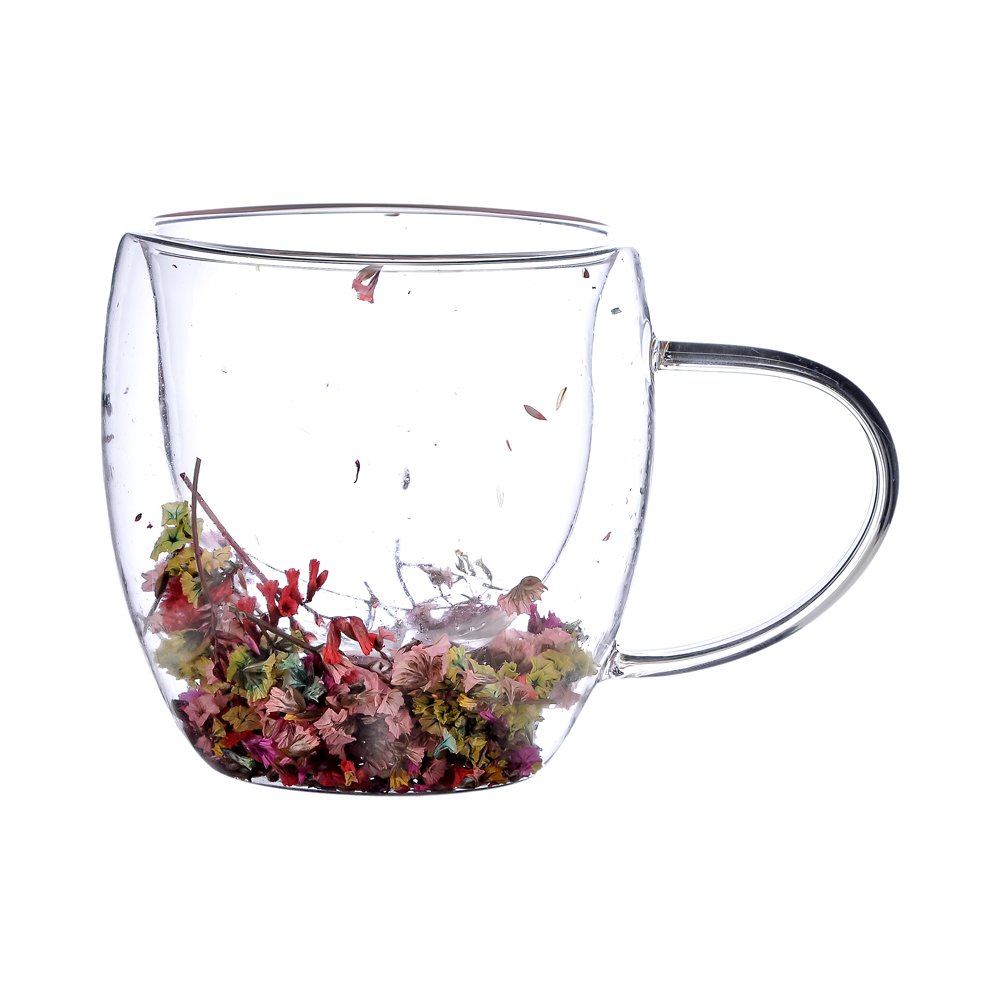 Çift Çidarlı Cam Simli Kupa - 250 ml