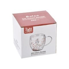 Çift Çidarlı Cam Simli Kupa - 250 ml