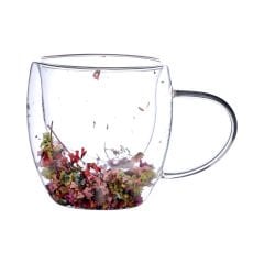 Çift Çidarlı Cam Simli Kupa - 250 ml