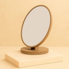 Oval Ahşap Masa Üstü Aynası