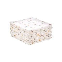 10'lu Organik Desenli Bebek Ağız Mendili - 22X22