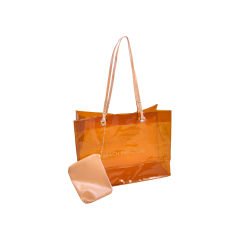 Şeffaf Renkli Plaj&Portföy Çanta  (40x30x15) Kahverengi