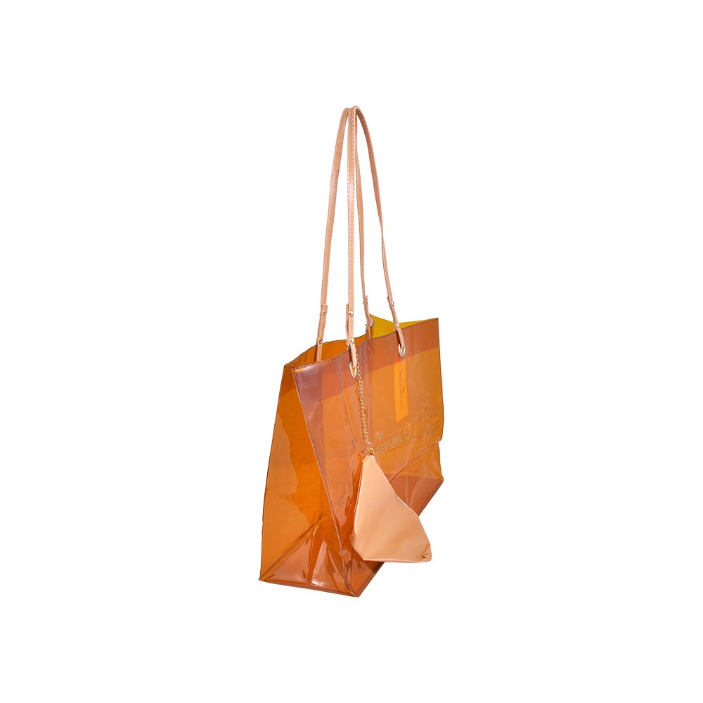 Şeffaf Renkli Plaj&Portföy Çanta  (40x30x15) Kahverengi