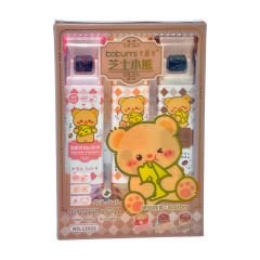 3' Lü Mühürlü Ayıcık Fosforlu Kalem Set Kahverengi