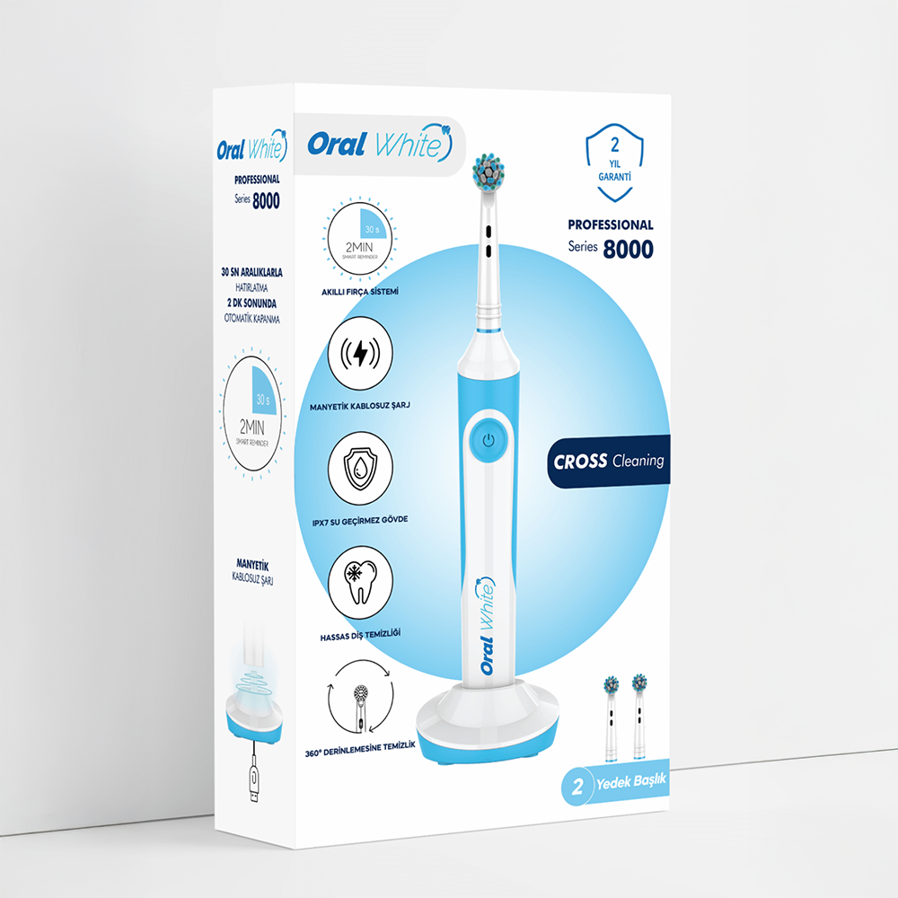 Oral White Professional Series 8000 Şarjlı Diş Fırçası Mavi