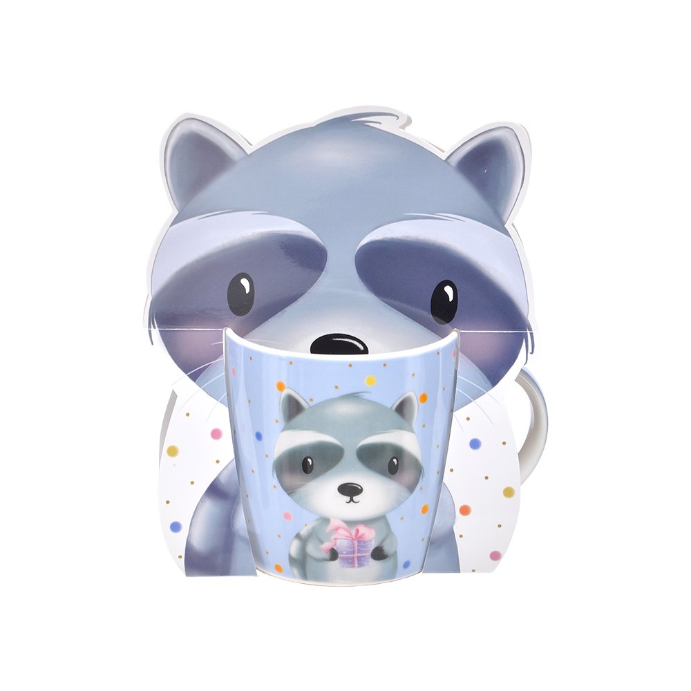 Hayvan Figürlü Porselen Kupa - 360 ml Rakun