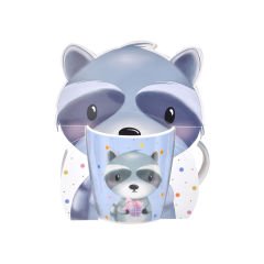 Hayvan Figürlü Porselen Kupa - 360 ml Rakun