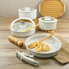 8 Parça İndüksiyon Tabanlı Çıkarılabilir Saplı Tencere ve Tava Seti - Belariva-Easy Cook