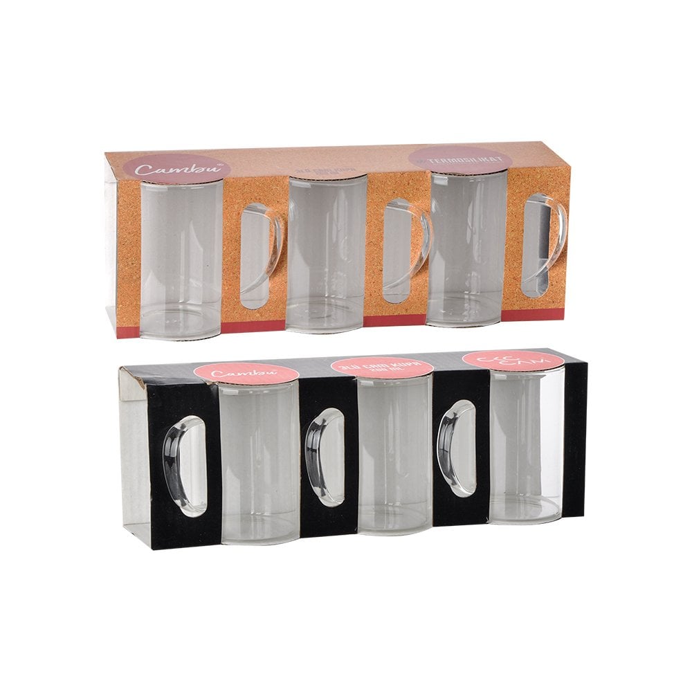 Borosilikat Cam Kupa Set 3’lü (200 ml)