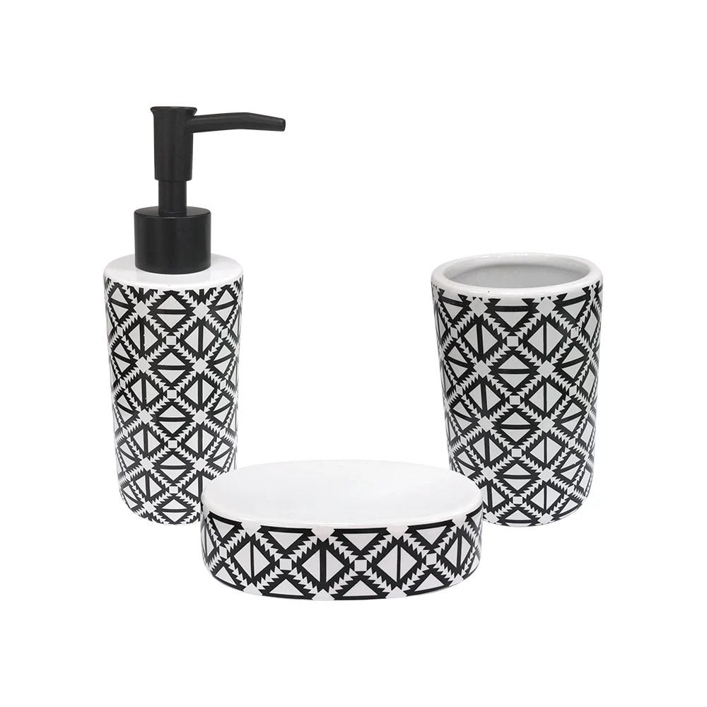 3 Parça Banyo Seti Seramik (Desenli)
