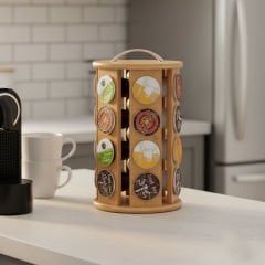 Döner Bambu Kahve Kapsülü Standı - 26x16,5