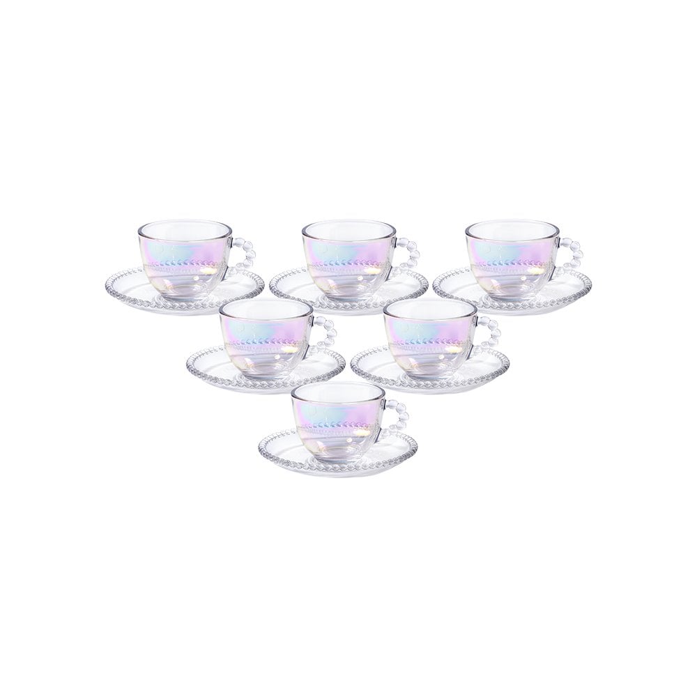 6'lı Lüsterli Cam Kahve Fincan Takımı - 90 ml